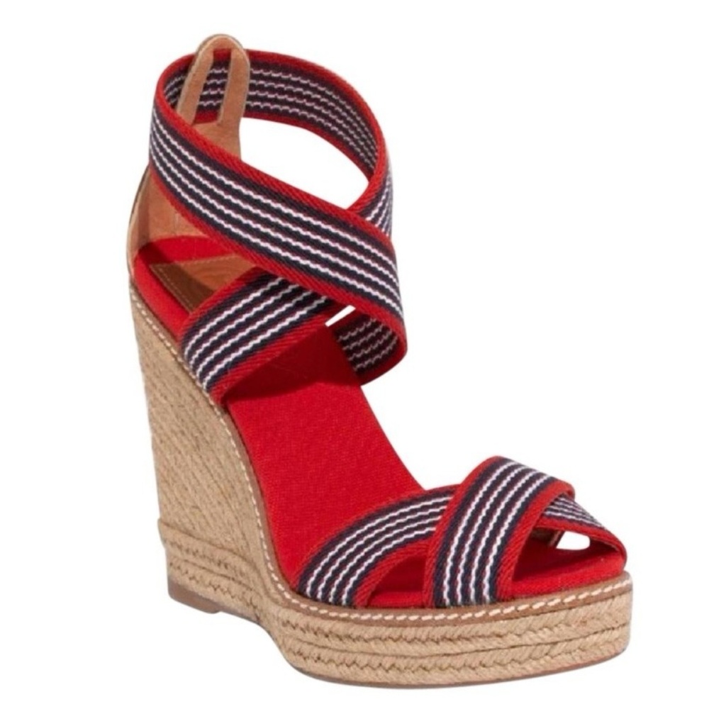 Multicolor Stripe Adonis Espadrille Wedges